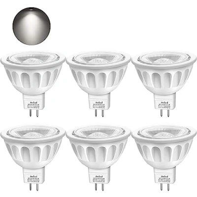 Imagen de Boxlood Bombillas LED GU5.3, MR16 5W Lámparas Halógenas Equivalentes a 50W, 12V MR16, Blanco Frío 6000K, 500LM, GU5.3 40Luz, 6 Pack
