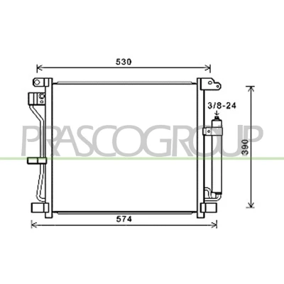 Imagen de PRASCO DS700C003 Condensador con secador 15mm 10mm Aluminio 486mm NISSAN: Juke