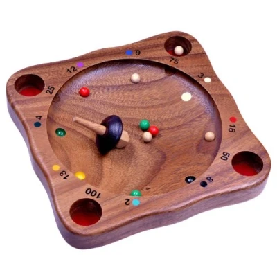 Imagen de LOGOPLAY Ruleta Tirolesa Juego de peonza Habilidad salón Mesa Madera Verde, Rojo