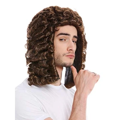 Imagen de WIG ME UP PW0171 P6 Peluca Hombres Halloween Caballero Hidalgo histórico Barroco Victoriano rizos tirabuzones marrón