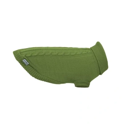 Imagen de Record Jersey para Perros Willy. Suéter de Cuello Alto, Estampado Trenzado, Agujero Correa y pasamanos elástico. Verde, 3XS Longitud Espalda 20 cm