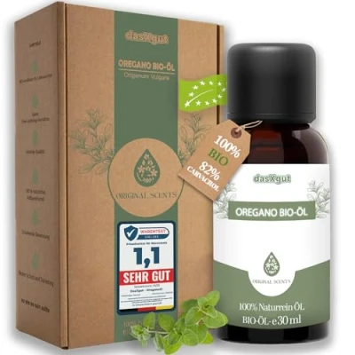 Imagen de DasXgut Aceite de orégano orgánico con +82% carvacrol 100% puro 30 ml esencial alta dosis Grecia Alimento certificado (100% natural)