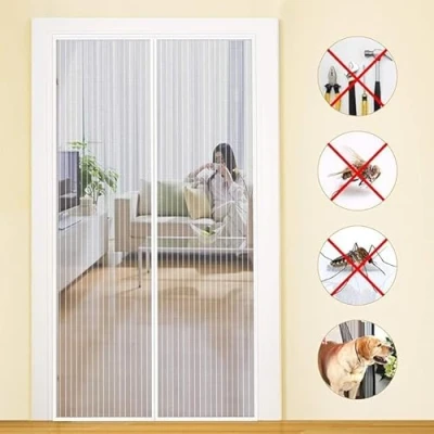 Imagen de MYCARBON Mosquitera Puerta Magnetica Corredera Cortina Magnética para Puertas de Sala Estar la del Balcón Patio (140x220, Blanco)