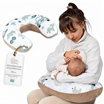 Imagen de Totsy Baby cojín de Lactancia pequeño 130 cm Minky Compacto Nursing Breastfeeding Pillow para Llevar Sueño África Caqui