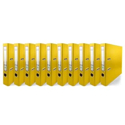 Imagen de Netuno 10x Ekobox archivadores color amarillo 2 anillas 5 cm A4 organizador estrecho de cartón para oficina estanterías carpetas escritorio despacho
