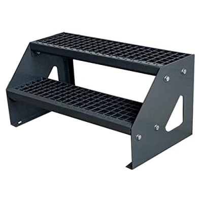 Imagen de Escaleras de zanca acero 2 Escalones Independiente Totalmente galvanizada y Antracita Pintura en polvo Medidas (L x a A) 44cm 60cm 38cm Resistente la intemperie corrosión