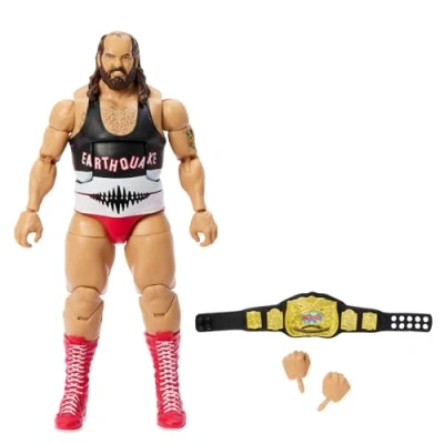 Imagen de Mattel WWE Colección Elite Luchador Eartquake Figura de acción con cinturón dorado y accesorios, juguete +8 años (HVY88)