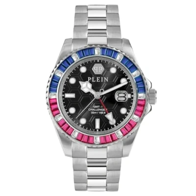 Imagen de Philipp Plein GMT I Challenger BAGUETTES Reloj analógico de cuarzo unisex acero inoxidable, Silver/Sw Pwpza0124, Pulsera