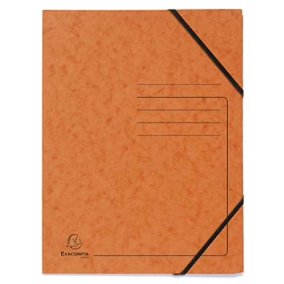 Imagen de Exacompta 555414E Lote de 5 carpetas elásticas sin solapas, con impresión líneas en la portada, para identificación cartulina lustrada, 355 g/m2, color naranja