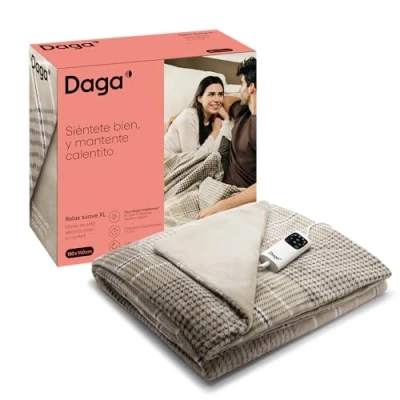Imagen de Manta eléctrica Daga Relax Suave XL, 150 W, 6 Niveles temperatura, Tartan beige
