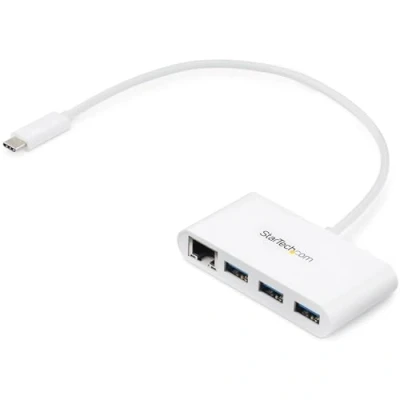 Imagen de Startech Concentrador Usb 3.0 De 3 Puertos Con c Y Ethernet Gigabit Hub Ladrón Convencional Blanco
