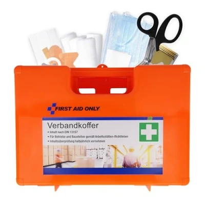 Imagen de First Aid Only Botiquín De Vendajes Con Asidero, Din 13157, Incluye Divisores, Soporte Para La Pared, Tornillos Y Clavijas, Naranja, P 10016 2130 g