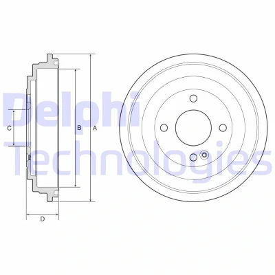 Imagen de DELPHI BF618 Tambor de Freno sin anillo sensor ABS, cojinete rueda 252