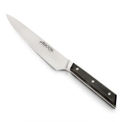 Imagen de Arcos Serie Eclipse Cuchillo Cocinero Hoja de Acero Inoxidable Forjado con Filo Seda Plus 150 mm Pulido Brillo Especial Mango Acrílico Color Negro
