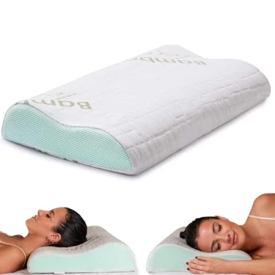 Imagen de Flowen Almohada Cervical Viscoelastica Cojin Ortopédico para Dormir Antiácaros Antialérgico y Transpirable Ideal Dolores de Cuello Forro en Bamboo Antibacteriano Extraíble Lavable
