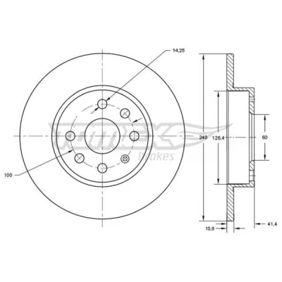 Imagen de TOMEX brakes TX 71 52 Disco de freno Eje delantero 240 10,9 6 100 macizo barnizado OPEL: Corsa C Hatchback, С Furgón