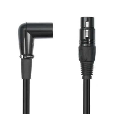 Imagen de FYOBOT 3 XLR Ángulo Recto Macho A Hembra Enchufe Micrófono Cable de Audio Blindado Accesorios Instrumentos Musicales
