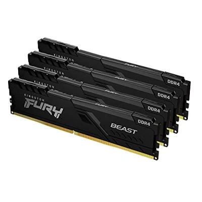Imagen de Kingston FURY Beast 64GB (4x16GB) 3200MHz DDR4 CL16 Memoria para Ordenadores de sobremesa Kit 4 KF432C16BB1K4/64
