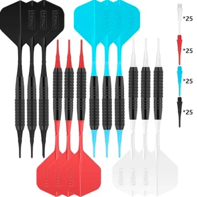 Imagen de CyeeLife 12 Pack Dardos de Plastico 16 Gramos, 4 Colores Ejes,dianas electronicas