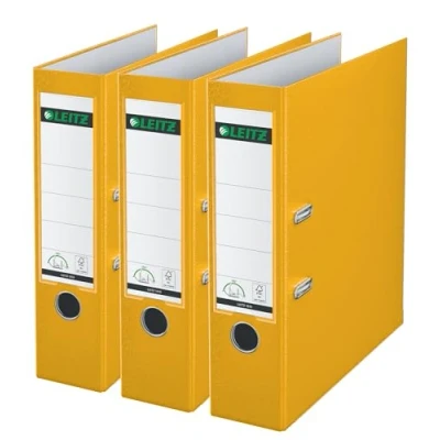 Imagen de Leitz Archivador de palanca, plástico, A4, 3 unidades, color amarillo 8 cm
