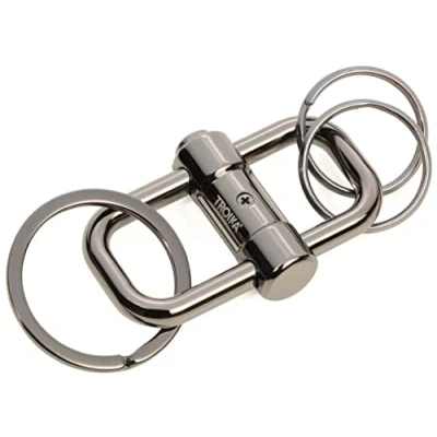 Imagen de TROIKA Llavero de 2 vías con tres anillas, metal fundido, color: plata, KR22 09/GM, Gris Gunmetal, 3 Schlüsselringe,
