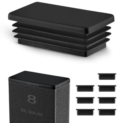 Imagen de EMFA® Tapones de láminas para tubos rectangulares (120 x 40 mm, 8 unidades, 120, 4,0 12 cm), color negro