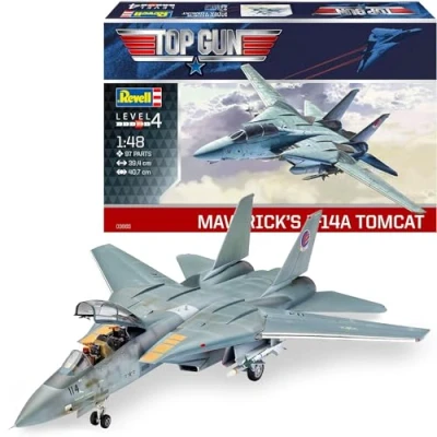 Imagen de Revell Maverick&#039;s F 14A Tomcat Top Gun Auténtica maqueta de Aviador con alas giratorias móviles y Figura piloto Impresionante Coleccionable a Escala 1:48 97 Piezas