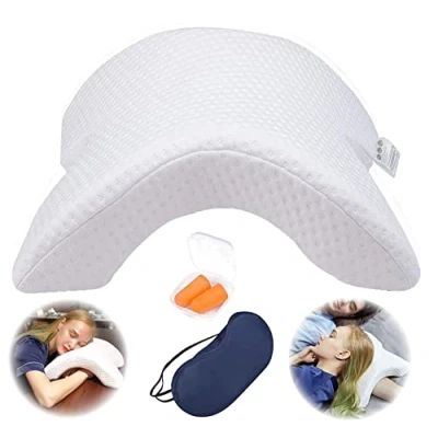 Imagen de ALEVMOOM Almohada para Parejas, Cervical el Cuello, de Espuma viscoelástica, presión Rebote Lento, arqueada Dormir Lado, Espalda, Apoyo Lumbar,