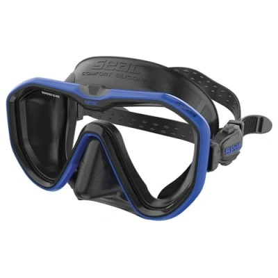 Imagen de SEAC Appeal, máscara de Buceo Lente única Made in Italy con Hebilla 3D Directamente en la Falda, Negro/Azul, Narrow