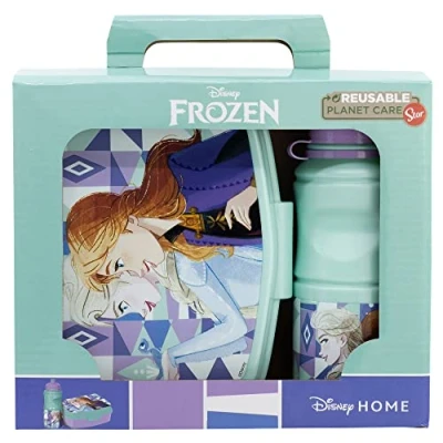 Imagen de Set de fiambrera rectangular y botella sport 380 ml Frozen