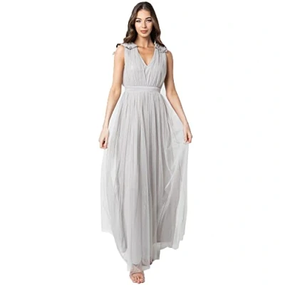 Imagen de Maya Deluxe Maxivestido con Detalle de Volantes En Los Hombros Vestido Dama Honor, Verde Suave, 52 para Mujer