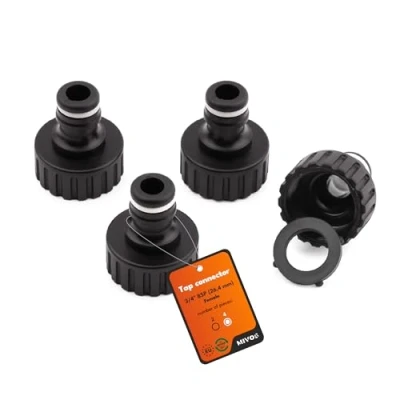 Imagen de MIVOS 4 conectores de grifo para grifos con rosca exterior BSP 3/4 pulgadas (26,4 mm) Adaptador acoplamiento rápido manguera jardín Fabricado en un 90% plástico reciclado