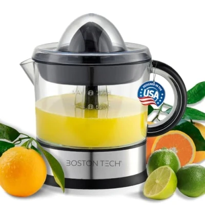 Imagen de MasterJuicer: Exprimidor Eléctrico de Cítricos 700 ml, Doble Sentido Giro, 40W 2 Conos, BPA Free, Antigoteo, cubierta antipolvo y Apto para Lavavajillas Marca Española Eco Friendly