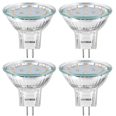 Imagen de SANSUN Bombillas LED MR11 de 3 W para paisaje, bajo voltaje, 12 V, 20 W, halógenas, repuesto foco paisaje al aire libre y luz pista interior, base GU4 dos pines, blanco suave 3000 K, no