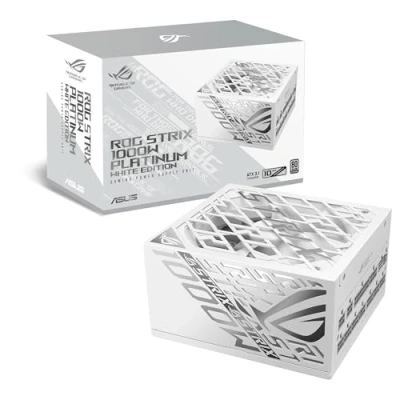 Imagen de Asus ROG Strix Fuente de alimentación Blanca Platino 1000 W, Totalmente Modular, 80+, ATX 3.1, PCIe 5.0, MOSFET GAN, estabilizador Voltaje Inteligente