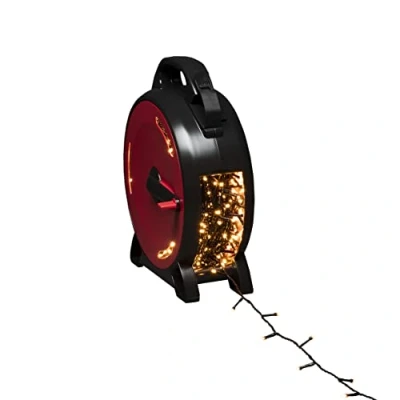Imagen de Konstsmide Cadena de luces micro LED con enrollador cable, 1000 diodos ámbar, 30 V, exterior (IP44), cable negro suave 3839 807