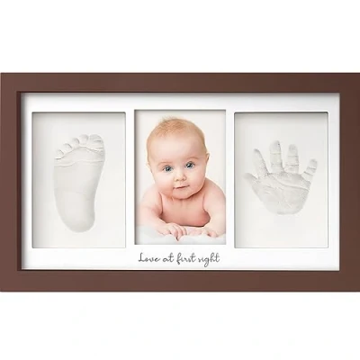 Imagen de KeaBabies Kit De Recuerdo Huella Bebé Marco Duo Arte Memoria Para Recién Nacido Baby Shower Niños, Niñas Caja Regalo Registry (Cedar)