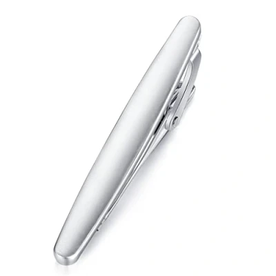 Imagen de HONEY BEAR Clips de corbata para hombre, tamaño normal, acero inoxidable, 5,4 cm (Plata brillante)