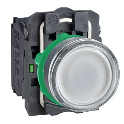 Imagen de Schneider Electric XB5AW31B5 Pulsador Luminoso, 1NA+1NC, 24V, 22mm Ø, 52mm x 30mm 42mm, Blanco