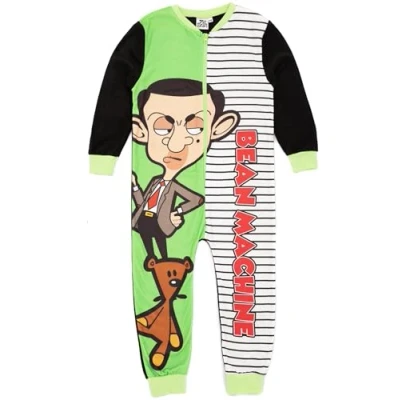 Imagen de Mr Bean Mono Verde de niños Ropa Estar por casa Forro Polar Todo en uno Pijama para PJs Dormir Mercancía Regalo Acogedor
