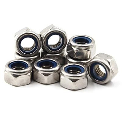 Imagen de M4 Tuerca de seguridad hexagonal métrica 304 Inserto nylon acero inoxidable (50 piezas)