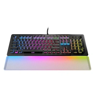Imagen de ROCCAT Vulcan II Max Teclado óptico mecánico para juegos de PC con teclas iluminadas RGB personalizables y reposamuñecas, interruptores lineales táctiles Titan II, placa aluminio, durabilidad