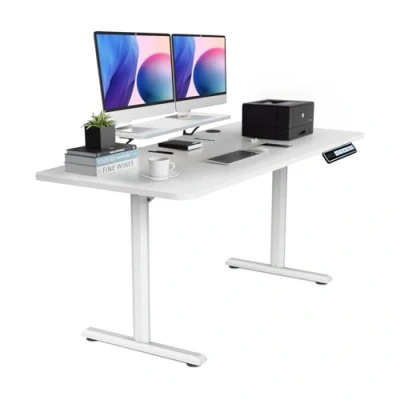Imagen de SOSINYA 160x70cm Mesa Escritorio Elevable, Elevable Escritorio, Gaming Blanco, Secretaria Elevatoria, Memoria de Altura Ajustable, Adecuado para Estudiar, Trabajar, Juegos