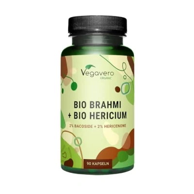 Imagen de Lions Mane + Bacopa Monnieri 100% BIO Nootropicos Memoria y Concentracion Altamente dosificado Extracto Estandarizado Sin Aditivos Vegano Vegavero®