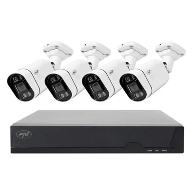 Imagen de PoE PNI House Kit de videovigilancia IPMAX 5, NVR con 4 Puertos y cámaras IP 5MP, 1920p, aplicación XMEye para teléfonos Inteligentes CMS General Windows Ⓡ, clasificación IP66