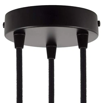 Imagen de Rosetón cilíndrico de metal ø120mm 1/2/3/5/7 Salidas Colores: blanco, negro, cromado, cobre, latón y negro perla (3 agujeros negros)