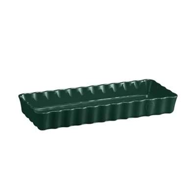 Imagen de Emile Henry Tortera rectangular larga, cerámica, 15 x 36 cm, color verde cedro