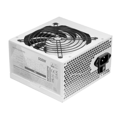Imagen de MARSGAMING MPIII550P, Fuente Alimentación PC ATX 550W, 5 Años de Garantía, 85% Eficiencia, Sistema Digital APFC, Ventilador FDB 120mm AI RPM, Tecnologías DC y SMD, Cables Planos Extralargos, Blanco