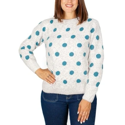 Imagen de Jersey de Punto Jaspeado con Lunares para Mujer, Sueter Manga Larga Invierno, Otoño, Cuello Redondo. Talla L