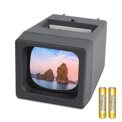 Imagen de TCNEWCL Visor de Diapositivas 35 mm para Antiguas, Proyector 2 aumentos, Iluminado por LED mm, Funciona con Pilas AAA (2 Incluidas)